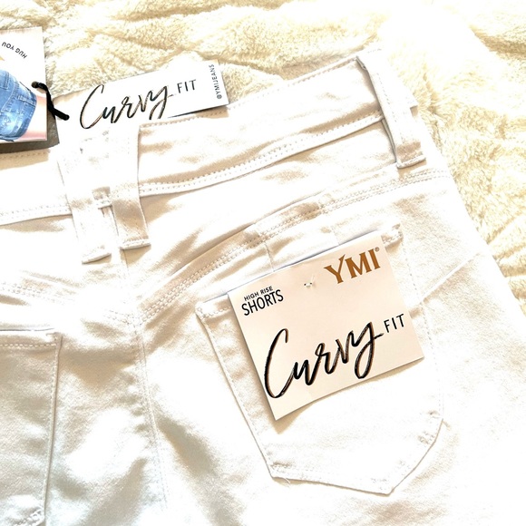 NWT Ymi Womens High Rise 3" White Denim Short - Picture 9 of 11
